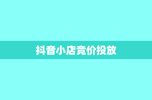 抖音小店竞价投放