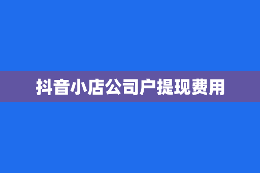 抖音小店公司户提现费用