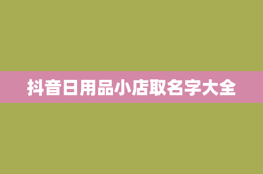 抖音日用品小店取名字大全