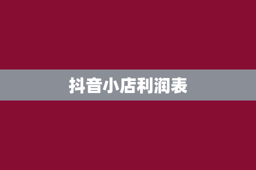 抖音小店利润表