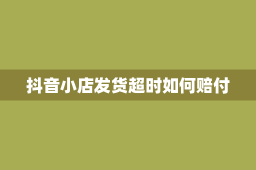 抖音小店发货超时如何赔付