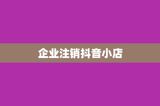 企业注销抖音小店