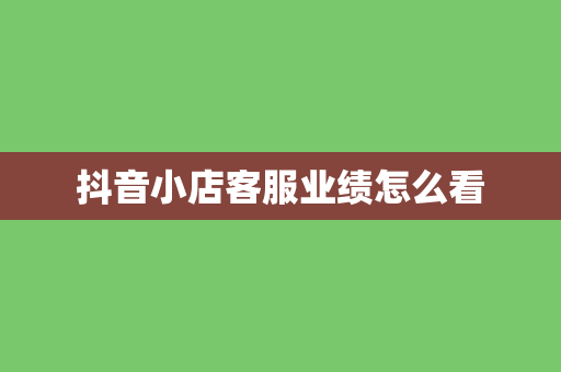 抖音小店客服业绩怎么看