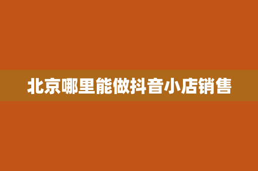 北京哪里能做抖音小店销售