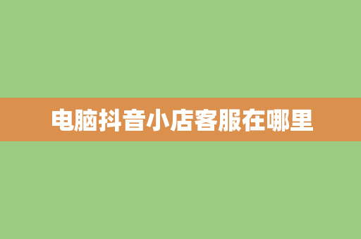 电脑抖音小店客服在哪里