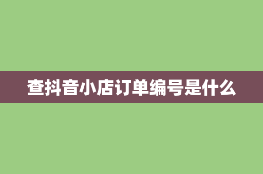 查抖音小店订单编号是什么
