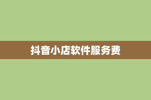 抖音小店软件服务费