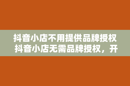 抖音小店不用提供品牌授权 抖音小店无需品牌授权，开启电商新征程