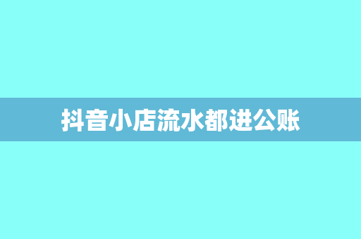 抖音小店流水都进公账