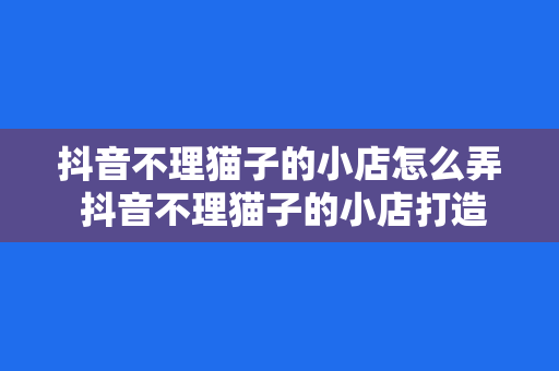 抖音不理猫子的小店怎么弄 抖音不理猫子的小店打造指南：从零开始轻松上手