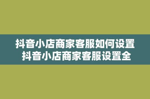 抖音小店商家客服如何设置 抖音小店商家客服设置全攻略：提升店铺转化率的秘诀