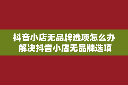 抖音小店无品牌选项怎么办 解决抖音小店无品牌选项的全方位指南